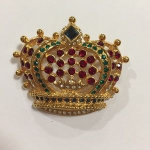 KJL BY KENNETH JAY LANE RHINESTONE CROWN BROOCH